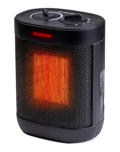 Comfort Zone Compact Electric Space Heater for Indoor Use – 1500W Fan-Forced PTC Ceramic Heater with Adjustable Thermostat, 3 Heat Settings, Tip-Over & Overheat Protection, ETL Listed – Black