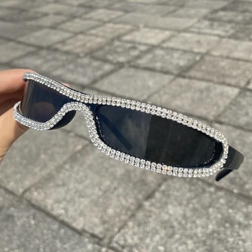 Image of Small Square Sunglasses for Women,Cute Fashion Wrap Around Sunglasses,Trendy Y2k Sunglasses Vintage Narrow Shades