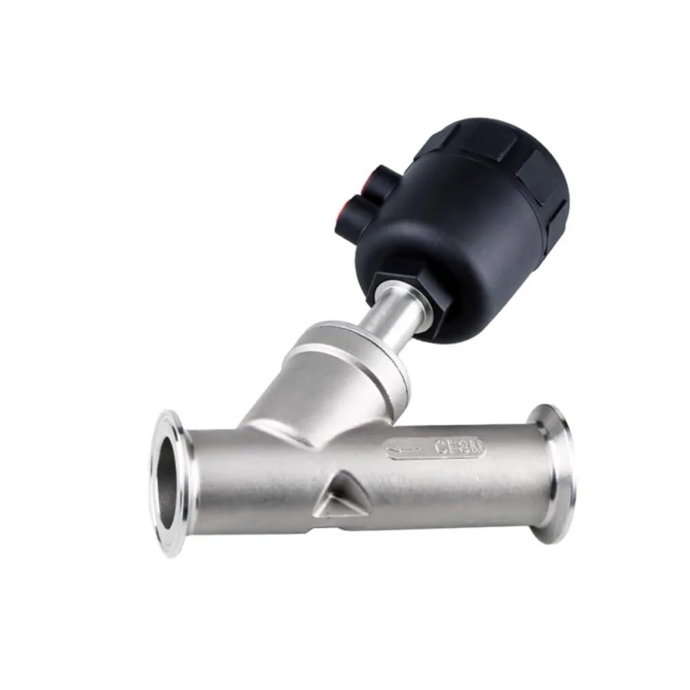 Yjqhody Dn32-K50.5mm Stainless Steel Seat Valve Low Noise Tri Clamp Y-Shaped Angle Seat Valve For Diy, 304 Stainless Pneumatic 1Pc(,Type-C_double Acting)