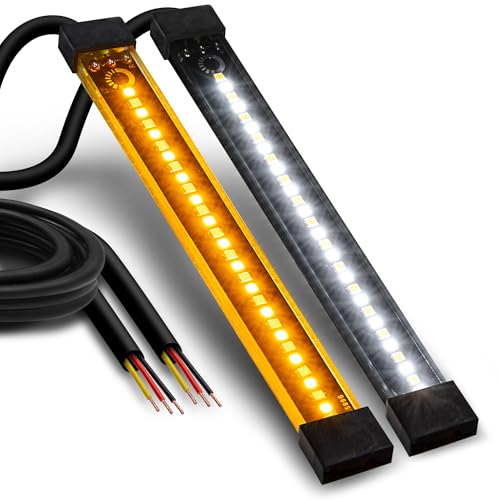 Image of TRUE MODS 2pc 5 inch LED Motorcycle Front Fork Switchback Cold White DRL Running & Amber Turn Signal Light Strip Kit [Waterproof] [Blinker] Flexible Self Adhesive Universal Surface Mount for UTV ATV Bike