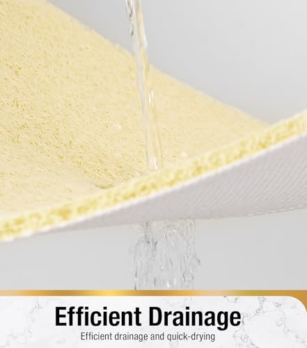 Image of HITSLAM Square Loofah Shower Mat, 24x24 Inch Non Slip Bath Mat, Beige