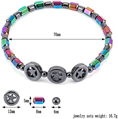 Miniatura 2 de Pulseras magnéticas de tobillo para mujer, hematita obsidiana para mujer, pulsera de tobillo de mujer con estrella circular, color magnético,