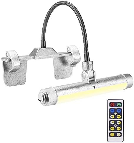 HONGUT Rechargeable Picture Light, Painting Lights Cordless, Dartboard Light with Remote, Picture Frame Light with 3 Modes 28 LEDs Rotate Head, 360° Flexible Neck, Clip on Display Light for Art-Silver