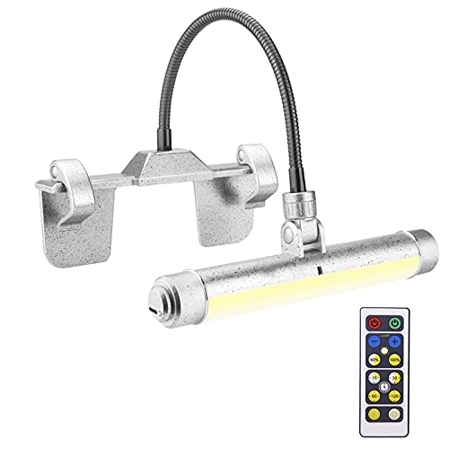 HONGUT Wireless Picture Light, Painting Lights Cordless, Dartboard Light with Remote, Picture Frame Light with 3 Modes 28 LEDs Rotate Head, 360° Flexible Neck, Clip on Display for Art-Silver