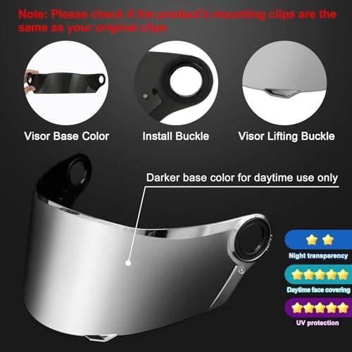 Image of PSLER Shatterproof Motorcycle Helmet Visor for LS2 FF358 FF396,Silver | Impact-Resistant ,UV400 Protection, Motorcycle Tinted Face Shield for LS2 FF358 FF396,Visor Replacement