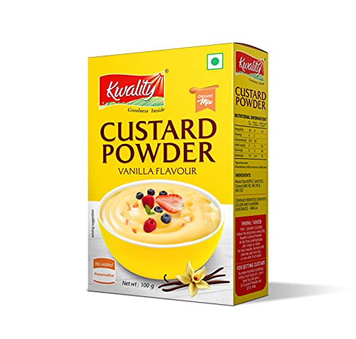 Image of Kwality Custard Powder 100g (Vanilla Flavor), Smooth & Creamy Custard, Quality Ingredients, Best for Fruit Salads.