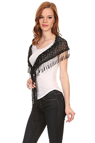 AN Lace Scarf Womens Vintage Flower Dressy Shawl Lightweight Stole Tassel Fringe2