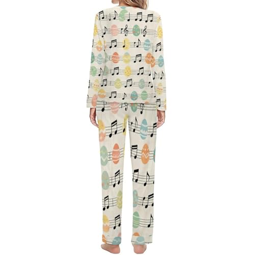 Image of Womens Pajamas Sets 2 Piece Long Sleeve Lounge Set Loose Pants Pj Sets Loungewear with Pockets