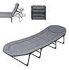 SnozeFlex Chaise Lounge Chair, Folding Cot, 6-Angle Adjustable Camping Cot with Mattress for Patio and Beach, Foldable Bed Portable Heavy Duty Lay Flat Reclining with Pillow (Grey, L - 75'')