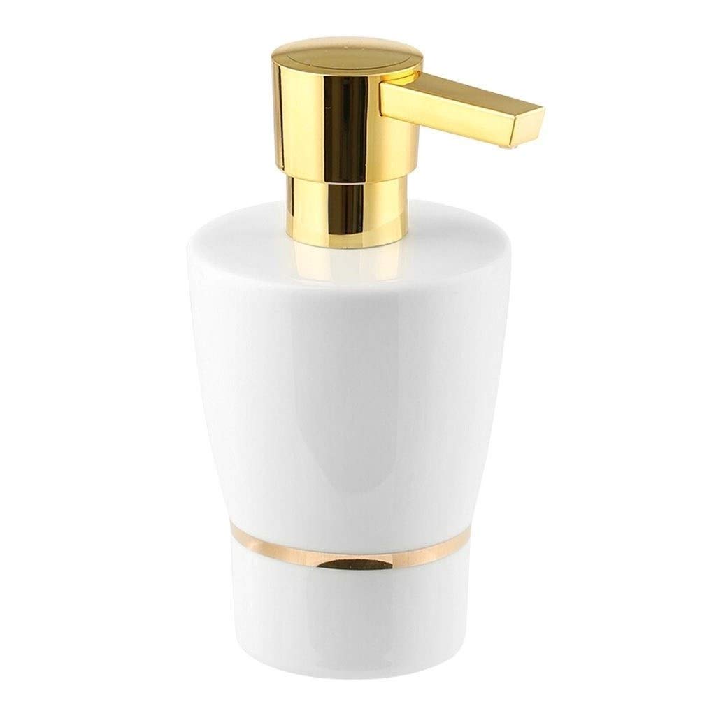 Dosificador Jabón/Reutilizable Botella para Jabón Líquido de Rayas Blanco con Oro dispensador de jabón dispensador del desinfectante con Cabeza de la Bomba Chrome cerámica Jabón for Baño Dormitorio o