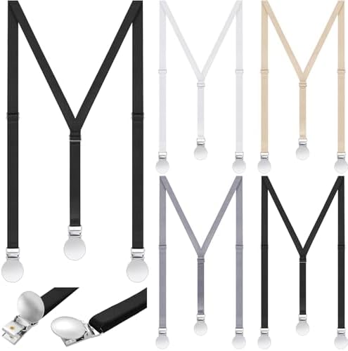 Sintege 4 Pcs Thin Y Women Suspenders 1" 1/2" Ladies Hidden Suspenders for Pants Under Clothes Jeans Undergarment(1/2",Classic)