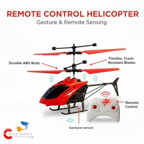 Image of Remote Control Helicopter for Kids | Helicopter with Hand Gravity Sensor, 3D Light & Safety Sensor | Indoor and Outdoor Flying Fun, Multicolor for Boys and Girls