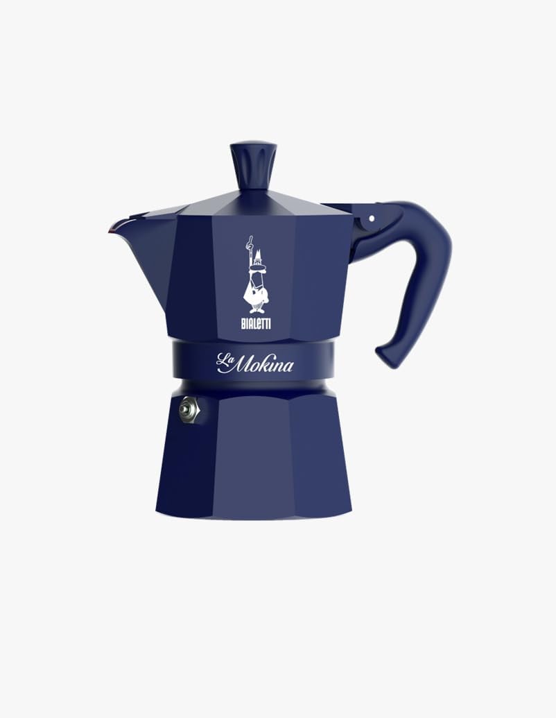 Bialetti 0005411 Mokina Christmas 2025 Blue, Moka Coffee Maker Half Cup Aluminium 40 ml