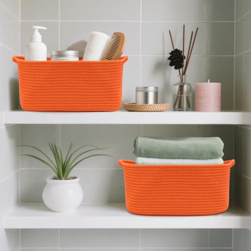 Image of Woven Basket with Gift Bags and Ribbons, 14 inchX10 inchX6 inch Storage Basket Orange