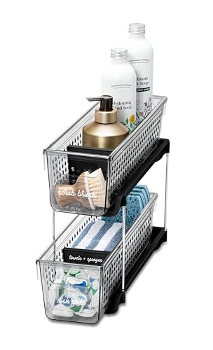Madesmart Mini 2-Tier Plastic Multipurpose Organizer with Divided Slide-Out Storage Bins, Compact Under Sink and Cabinet Organizer Rack, Carbon - Image 6