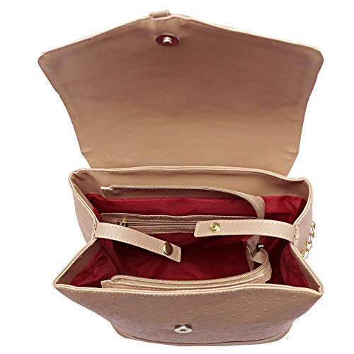 Kit De Bolsa Feminina + Mochila+ Carteira E Lenço De Brinde (Nude)