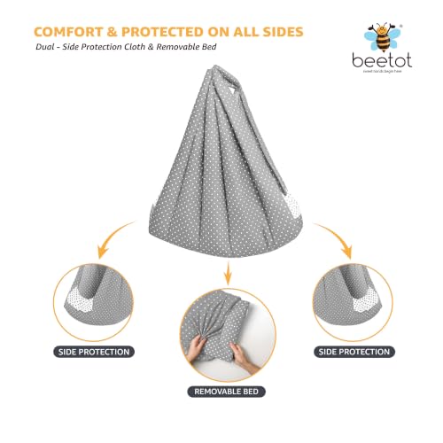 Image of Premium Swing Cradle Set | Cradle Cloth, Padded Bed, Mosquito Net, Heavy-Duty Spring & Triangle Hanger | Up to 15 kg | Dark Melanchi Dot