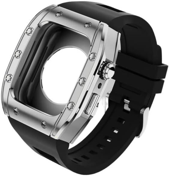 houcy luxury modification kit bracelet for apple watch band 45mm 44mm rubber strapcase for apple watch series 8 7 6 5 4 se accessories