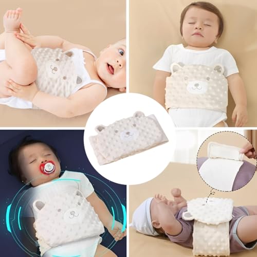 Baby Wärmegürtel mit Kirschkern-Füllung, Natürliche Wärme gegen Blähungen und Koliken, Verstellbarer Bauchgurt für Neugeborene und Babys bei Bauchweh (Beige, Niedliches Schweinchen-Design)