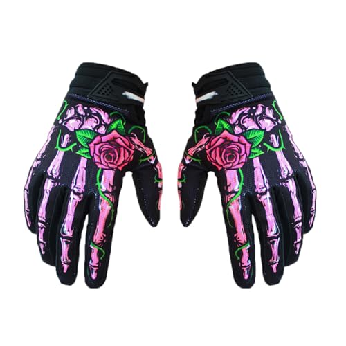 DSOUWEH Gants de cyclisme de moto haute Performance, coupe-vent et à séchage, gants d'équitation en Nylon antichoc à doigt complet, rose, XL