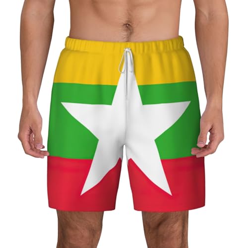 Short de bain homme respirant pour l'été motif drapeau Myanmar