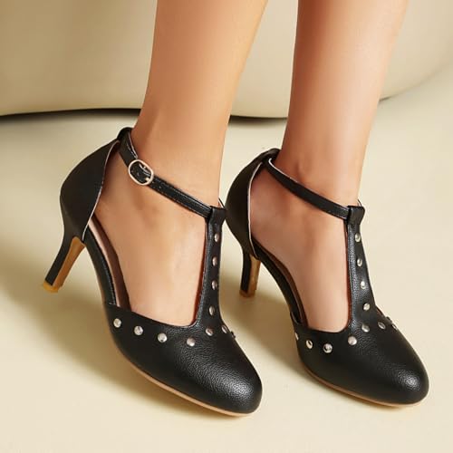 Image of ForeMode Fashion Women T-Strap High Heels Bow Platform Round Toe Pumps Leather Summer Sweet Shoes