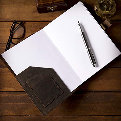 Refillable Leather Journal, Premium Lined A5 Writing Notebook Cover, Pen Holder & Card Slot, 200 Pages, 9 X 6 Inches Leather Bound Journal For Men & Women, Best Gift For Travel Diary #TOP3