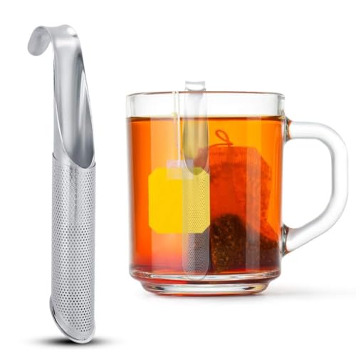 Colador de té de acero inoxidable, infusores de té de tubo de mango largo para té suelto, difusor de té de malla fina, filtro de té empinado, infusor de té de hojas sueltas para café y especias