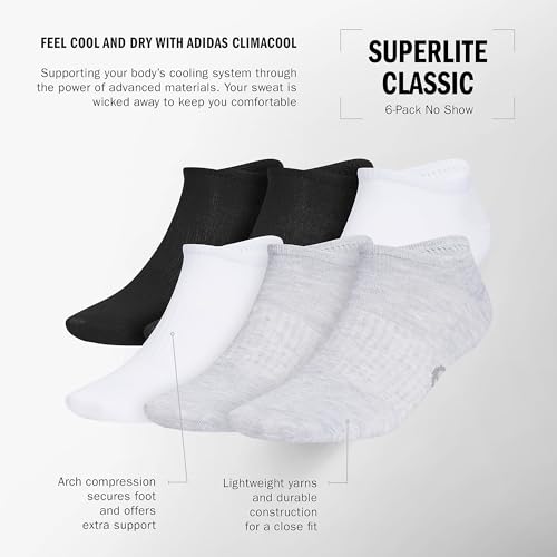 Superlite Classic No Show Socks low-profile fit, arch-compression and lightweight breathable construction (6-Pair)2