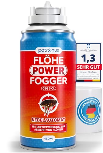 Patronus Flöhe Power Fogger - 150ml - effektiver Floh-Fogger mit maximaler Sofortwirkung zur Abwehr gegen Flöhe in der Wohnung - für schwierig erreichbare Floh-Verstecke