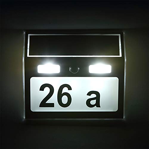 Preisvergleich Produktbild XJHJKR Solar LED Hausnummer Licht Mit Dämmerungsschalter Hausnummernleuchte Beleuchtete Lichtsensor Lampe Mit Zahlen Buchstaben Aus Edelstahl