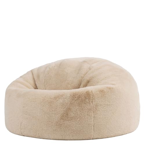 icon Classico Poltrona Sacco, Beige, Coniglio Pelliccia Falsa, Pouf Poltrona con Riempimento Incluso, Pouf Sacco, Camera da Letto, Soggiorno, Mobili Soggiorno