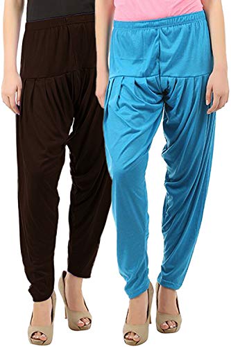 Image of Buy That Trendz Women's Regular, Relaxed Fit Cotton Patiala Salwar (567D20-Mstd Combo 2 Patiala Lvndr Mud, Lavender L)