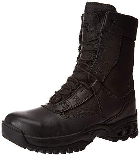 Men’s Tactical Steel Toe Work Boots The Ghost 8” with Zipper - Black Leather Oil & Slip Resistant Boots
