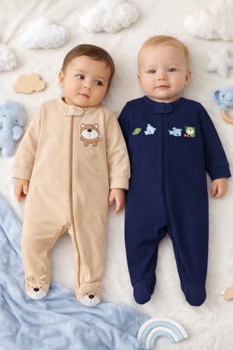 Image of TuddyBuddy 100% Cotton Multi Color Zipper Romper Sleepsuit /Romper /Jumpsuit for Baby Boy & Baby Girl