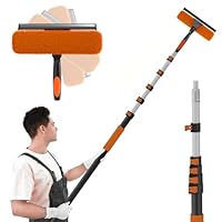 SISUPASSIE 2-in-1 Fensterputzer, 7,2m Fensterabzieher, professionelles Fensterwischer mit Teleskopstiel, drehbarer Kopf für hohe Fenster, für den Innen- und Außenbereich