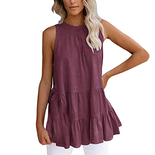 Haibang Crop Tops Damen Ärmellos Rundhals Tank Top Kurz Sommer