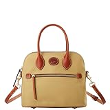 Dooney & Bourke Satchel Handbags for Women, Domed Nylon Bag with Leather Handles & Removable Crossbody Strap - Brown