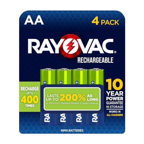 Rayovac Rechargeable AA Batteries, Rechargeable Double A Batteries (4 Count)