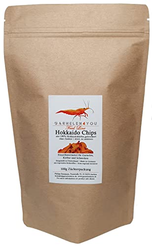 GARNELEN4YOU® Hokkaido Chips, 100 g getrockneter Kürbis, entspannte Fütterung mit hochwertigem Futter für Aquarienbewohner wie Garnelen, Krebse und Schnecken (100g)