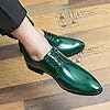 Ninepointninetynine Dress Oxford Formal Shoes for Men Lace Up Brogue Pointed Toe Faux Leather Derby Shoes Rubber Sole Non Slip Resistant Block Heel Wedding (Color : Green, Size : 9 UK) #3