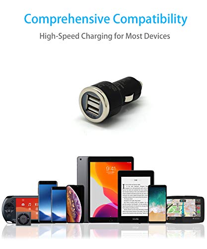 Cliff-Top® 3.3 Amp Ultra Fast Usb Car Charger (Auto Shunt) For Auto, Truck, Motorcycle, And Marine - Made In Taiwan (Black) #TOP2