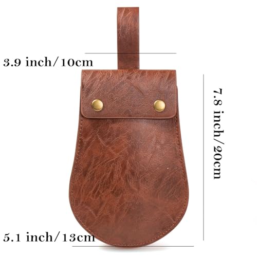 Image of Leather Belt Pouch Medieval Vintage Renaissance Viking LARP Cosplay Costumes Drawstring Coin Purse Phone Holder Waist Bag (Half-Brown)