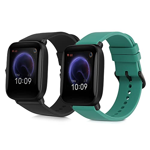 kwmobile 2x Straps for Huami Amazfit Bip U/Bip U pro Watch Strap, Silicone Replacement Watch Strap Set