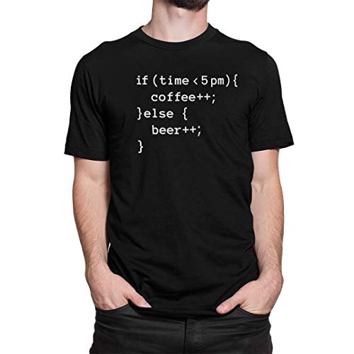 Image of DUDEME 5 Pm Coffee or Beer T-Shirt, 100% Cotton T-Shirts for Programmer, Coding, Developer, Software Mens, Round Neck T Shirts for Women, Half Sleeve Tshirt for Men