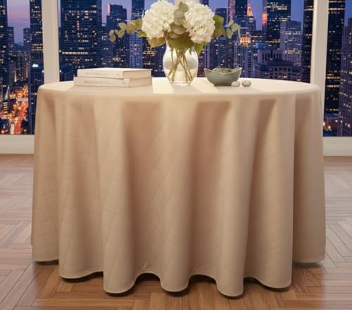 BLUZIMAN Falda Mesa Camilla Redonda 60 Hecho en España 100%, Ropa Camilla con Bordón, Enaguas Enaguillas Faldillas Mesa Camilla Premium (Diámetro Mantel 210cm, para Mesas de 60cm, Beige Dorado)