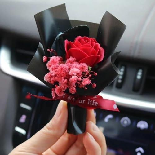 Image of Fresh Flowers Mini Dried Flowers Bouquet for Car Air Vent Clips, Car Air Outlet Perfume Decoration Air Fresheners Interior Accessories,Automotive Air Fresheners (Pink, Random fragrance)