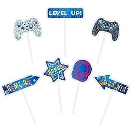 WERNNSAI 35 PCS Video Game Cupcake Toppers - Gaming Cake Toppers Game Birthday Party Cake Decorations for Kids Boys Gamer Cupcake Toppers Game Party Favors Supplies Gaming Night Party Cake Decors