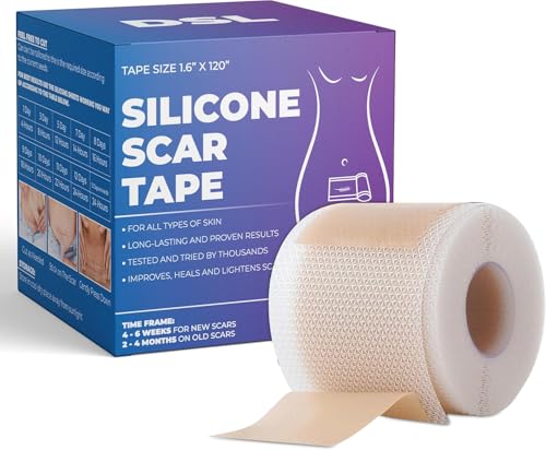 Silicone Scar Tape for Surgical Scars, C-Section, Keloid, Tummy Tuck, and Burns, Silicone Scar Sheets, Extra Long, Reusable & Effective, Medical Silicone Grade Scar Tape, (1.6" x 60"Roll-1.5M)