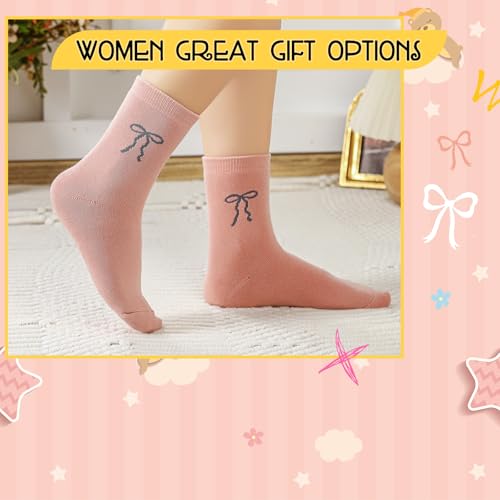 Image of Shyyween 5 Pairs Bow Warm Thick Socks for Women Cute Embroidery Socks Winter Thermal Warm for Ladies